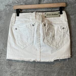 Rock Revival Low Rise Amy Stretch Mini Cut Off Skirt Size 25 Y2K Rodeo Bling 90s